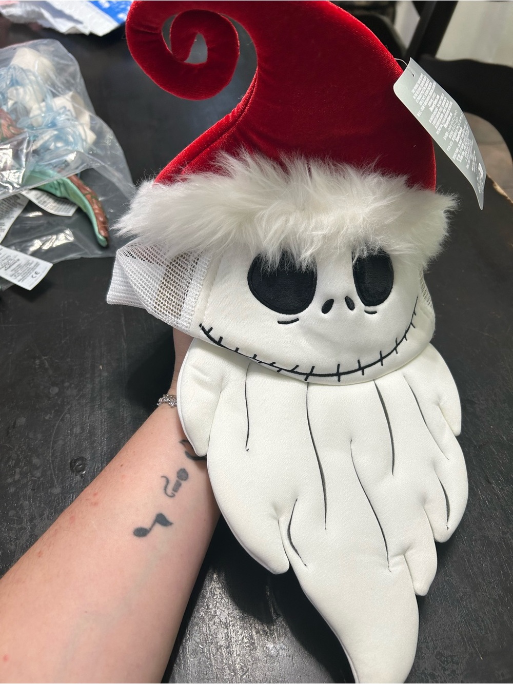 Red & White Skull Elf Costume Hat - Brand Unspecified